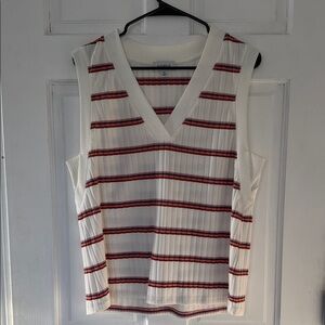 Striped V-Neck Sleeveless Top
